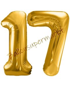 Luftballon Zahl 17, gold, 86 cm