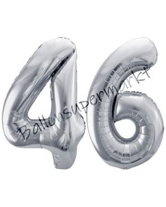 Luftballon Zahl 46, silber, 86 cm