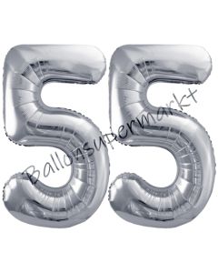 Luftballon Zahl 55, silber, 86 cm