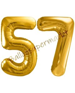 Luftballon Zahl 57, gold, 86 cm