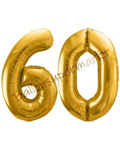 Luftballon Zahl 60, gold, 86 cm