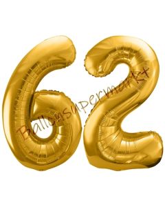 Luftballon Zahl 62, gold, 86 cm