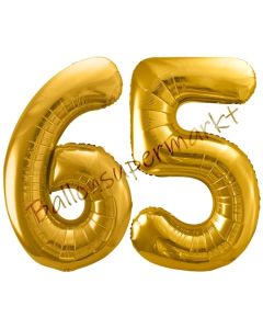 Luftballon Zahl 65, gold, 86 cm