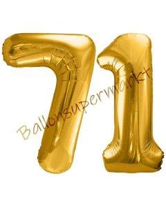 Luftballon Zahl 71, gold, 86 cm