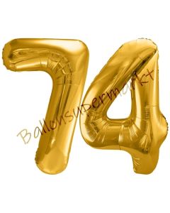 Luftballon Zahl 74, gold, 86 cm