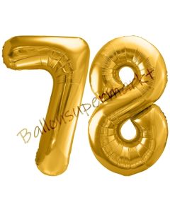 Luftballon Zahl 78, gold, 86 cm