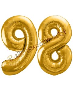 Luftballon Zahl 98, gold, 86 cm