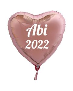 Luftballon Herz Abi 2022, rosegold-weiß, mit Helium Ballongas