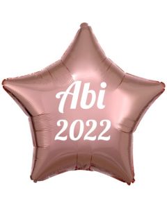 Luftballon Stern Abi 2022, rosegold-weiß, mit Helium Ballongas