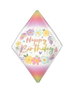 Happy Birthday Boho Gem Anglez Luftballon aus Folie, inklusive Helium