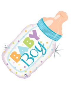 Baby Boy Babyflasche, holografischer Luftballon aus Folie inklusive Helium