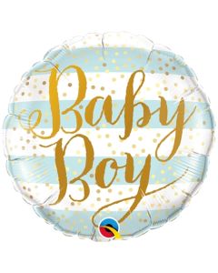 Baby Boy Blue Stripes Luftballon aus Folie mit Helium