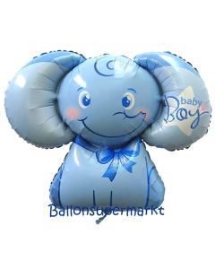 Folienballon Baby-Elefant ,Baby Boy ohne Helium