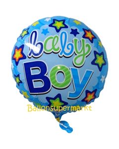 Baby Boy Stars Luftballon aus Folie ohne Helium