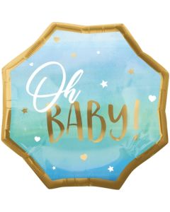 Folienballon Blue Baby Boy, ohne Helium zu Geburt und Taufe