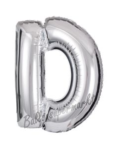 Großer Buchstabe D Luftballon aus Folie in Silber