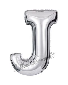 Großer Buchstabe J Luftballon aus Folie in Silber