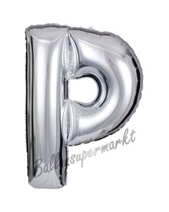 Großer Buchstabe P Luftballon aus Folie in Silber