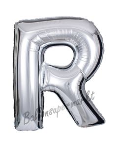 Großer Buchstabe R Luftballon aus Folie in Silber