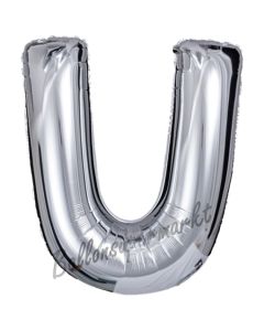 Großer Buchstabe U Luftballon aus Folie in Silber