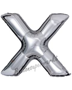 Großer Buchstabe X Luftballon aus Folie in Silber