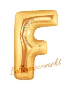 Großer Buchstabe F Luftballon aus Folie in Gold