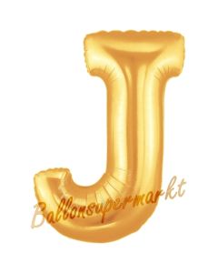 Großer Buchstabe J Luftballon aus Folie in Gold