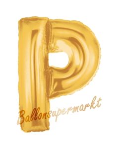 Großer Buchstabe P Luftballon aus Folie in Gold