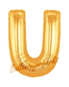 Großer Buchstabe U Luftballon aus Folie in Gold