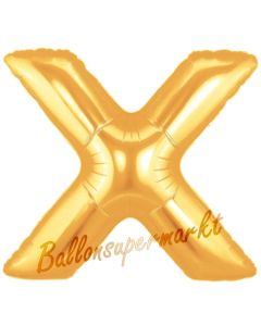 Großer Buchstabe X Luftballon aus Folie in Gold