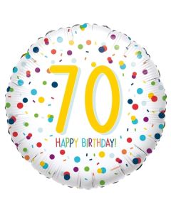 Luftballon aus Folie mit Helium, Confetti Birthday 70, zum 70. Geburtstag