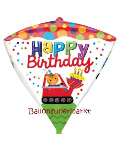 Diamondz Luftballon aus Folie, Happy Birthday Baustelle ohne Helium