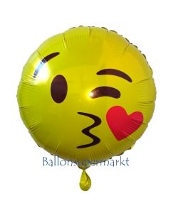 Emoticon mit Kussmund, Folienballon ohne Ballongas