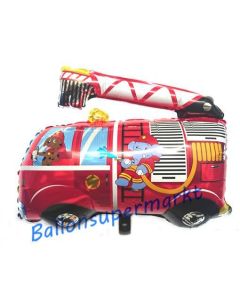 Feuerwehrauto mit Elefant und Hund, Luftballon aus Folie inklusive Helium-Ballongas