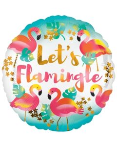 Folienballon Let's Flamingle, Flamingos ohne Helium-Ballongas