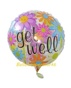 Luftballon aus Folie Get well, inklusive Helium-Ballongas