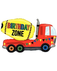Luftballon Birthday Zone Betonmischer zum Geburtstag, ohne Helium
