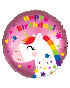 Happy Birthday Einhorn, Satin Luxe Luftballon aus Folie mit Helium