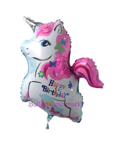 Einhorn-Luftballon, Happy Birthday zum Geburtstag, ohne Helium