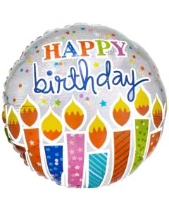 Geburtstagskerzen Happy Birthday, holografischer Luftballon zum Geburtstag mit Helium
