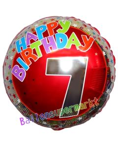 Luftballon aus Folie zum 7. Geburtstag, Happy Birthday Milestone 7, inklusive Ballongas