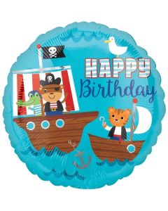 Happy Birthday Pirates, Luftballon aus Folie zum Geburtstag, ohne Helium