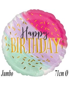 Jumbo Geburtstags-Luftballon Watercolor Happy Birthday, ohne Helium-Ballongas