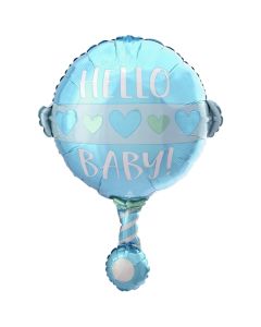 Luftballon zur Geburt und Taufe, Baby Boy Rassel, ungefüllt