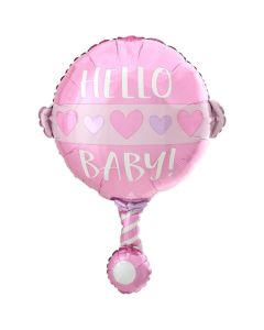 Luftballon zur Geburt und Taufe, Baby Girl Rassel, ungefüllt