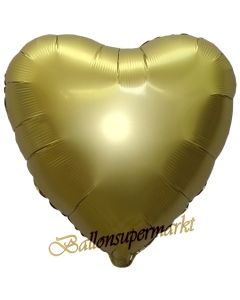 Herzluftballon aus Folie in Matt Gold mit Satinglanz