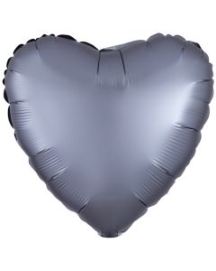 Herzluftballon aus Folie in Matt Graphit mit Satinglanz