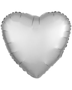 Herzluftballon aus Folie in Matt Platinum Silber mit Satinglanz