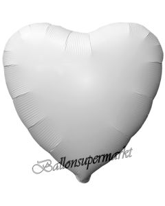 Herzluftballon aus Folie in Matt Weiß mit Satinglanz