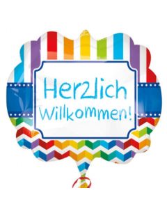 Herzlich Willkommen, Luftballon aus Folie, ungefüllt